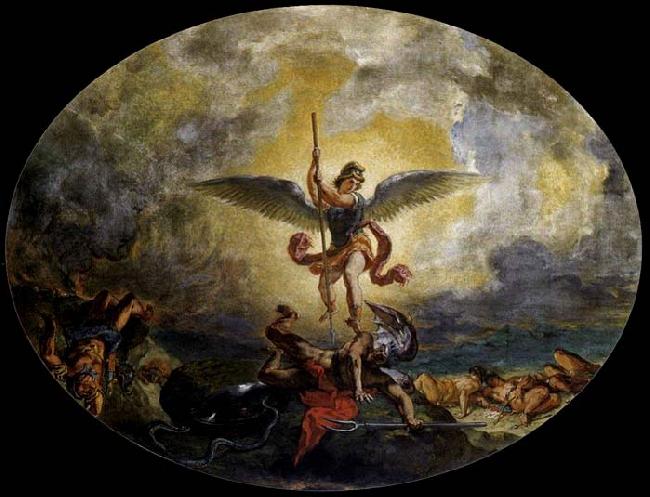 Eugene Delacroix St Michael defeats the Devil oil painting picture